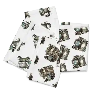 Close up of Trash Panda Cloth Napkin Set