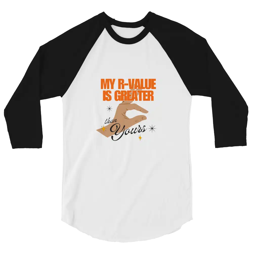 R-Value 3/4 sleeve black and white baseball tee