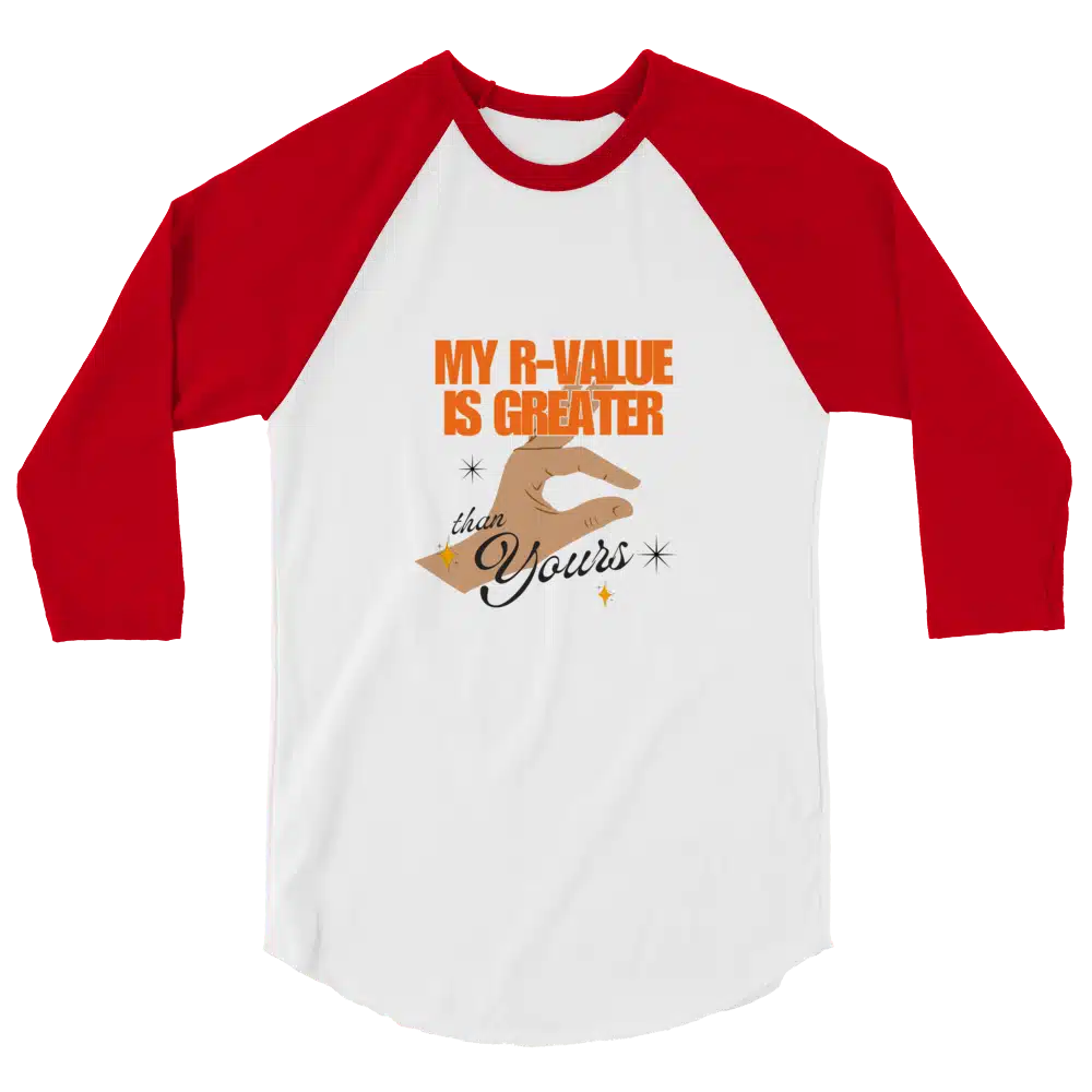 R-Value 3/4 sleeve red and white baseball tee